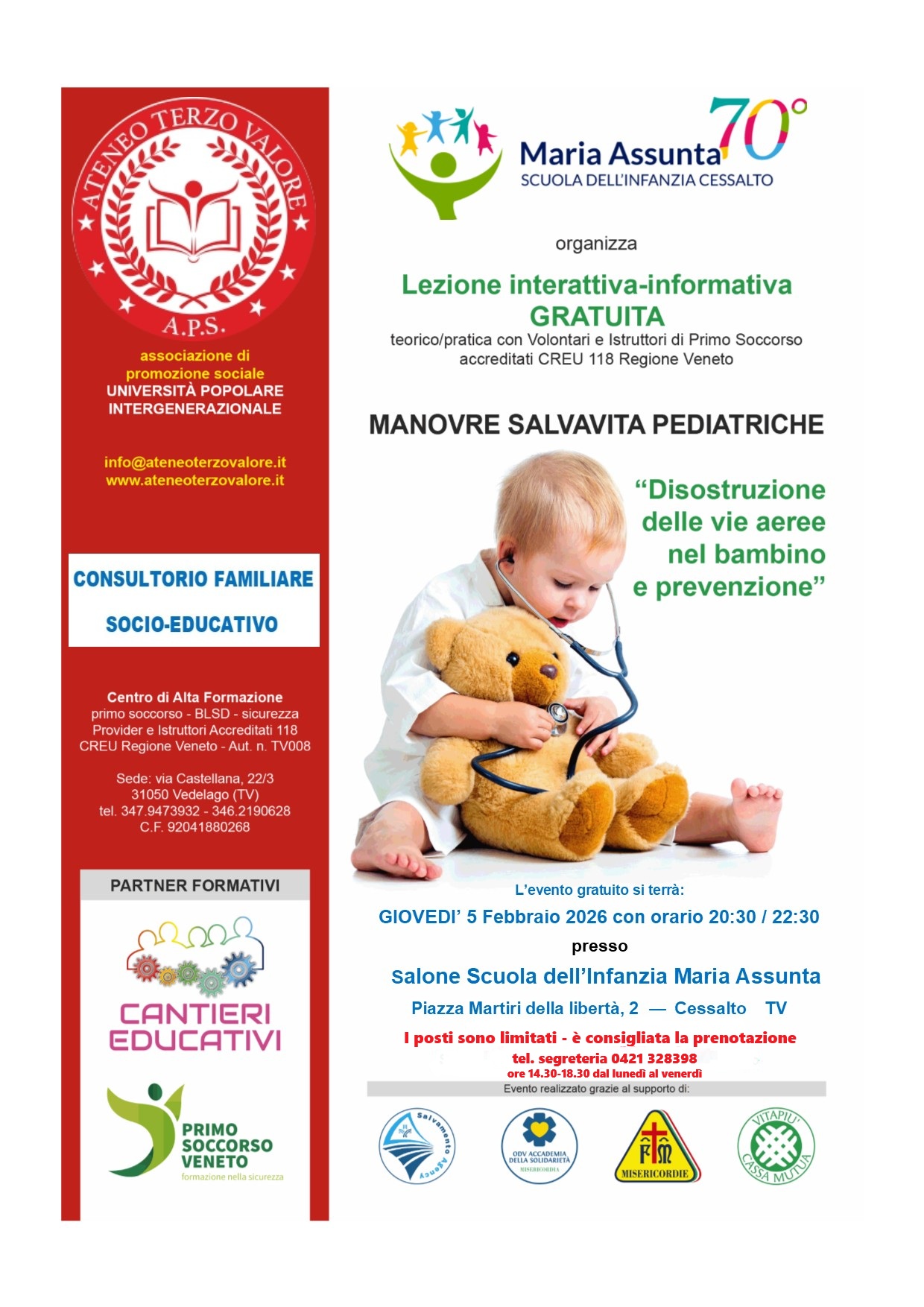 AVVISO – SERATA INFORMATIVA TEORICO/PRATICA 5 FEBBRAIO 2026 – MANOVRE SALVAVITA PEDIATRICHE