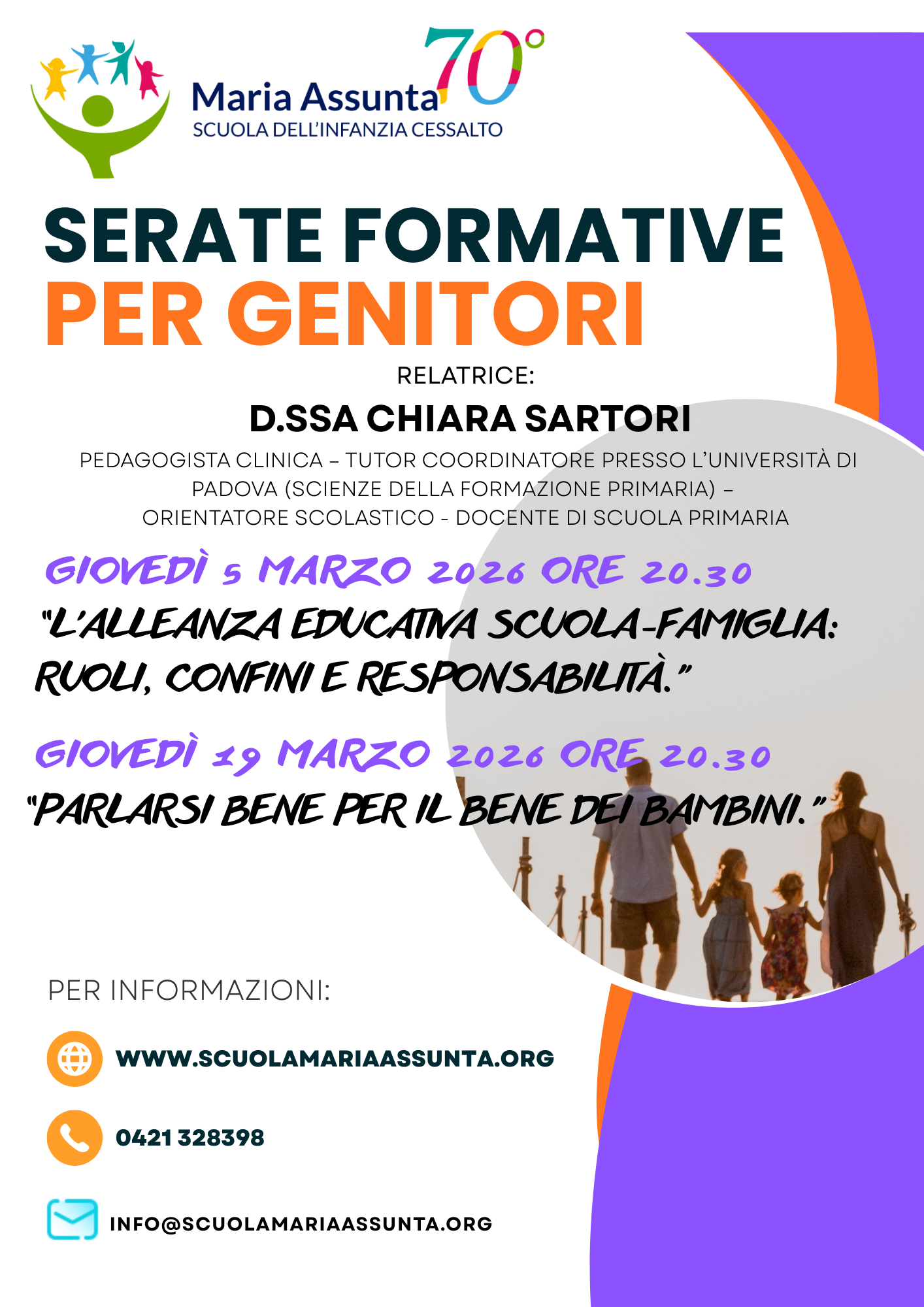 COMUNICAZIONE – SERATE FORMATIVE MARZO CON DOTT.SSA SARTORI